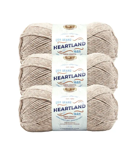 Lion Brand Yarn Heartland 100 Percent Acrylic Yarn, 3 Pack, Redwood