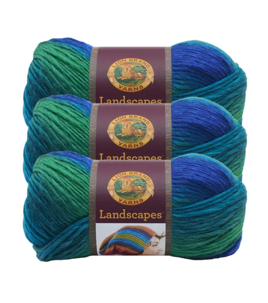 Lion Brand Yarn Landscapes Yarn, Multicolor Yarn for Knitting, Crocheting  Yarn, 3-Pack, Volcano