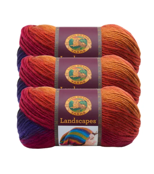 Lion Brand Yarn landscapes 3-Pack 100 Percent Acrylic Fashion Yarn, Apple Orchard