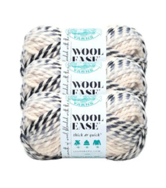 Lion Brand Wool-Ease Thick & Quick Super Bulky Acrylic Rayon Wool Blend  Black and White Yarn, 106 yd 