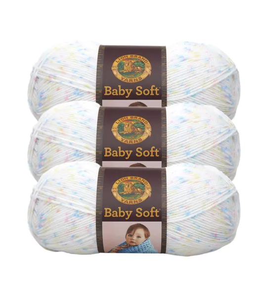 3 Pack) Lion Brand Yarn 920-220D Baby Soft Yarn, Parfait Print