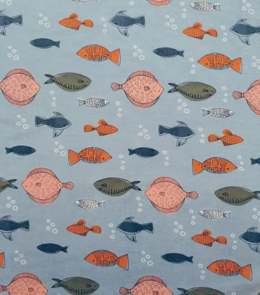 Light Blue Fish Interlock Knit Fabric by POP! by POP! | Joann x Ribblr