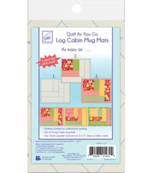 June Tailor Quilt As You Go Log Cabin Mug Mats 3/Pkg