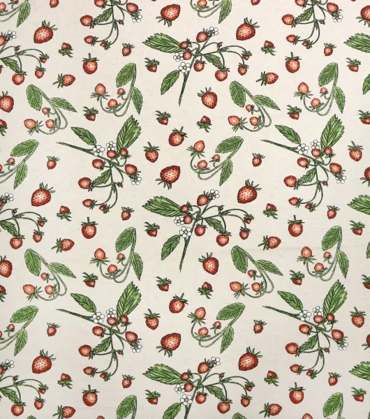 Strawberries on White Interlock Knit Fabric by POP!