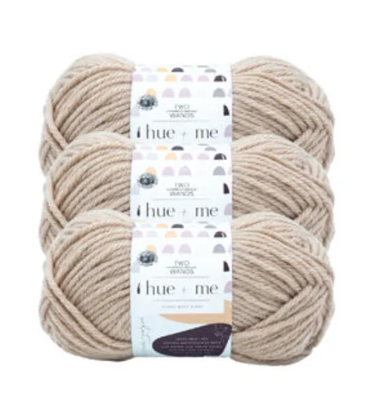 Lion Brand Yarn Hue + Me Whisper Bulky Acrylic, Wool Beige Yarn 3 Pack 