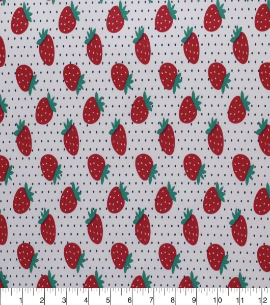 Sweet Strawberries Novelty Cotton Fabric