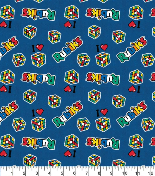 Rubiks Cube Patches Cotton Fabric