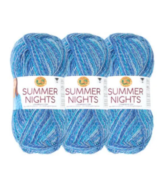 Lion Brand Yarn Summer Nights Ocean Cove Metallic Super Bulky Acrylic,  Polyester Multi-color Yarn 3 Pack 