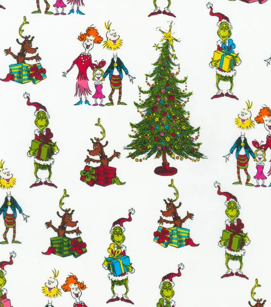 Robert Kaufman Grinch Whoville White Cotton Fabric by Robert Kaufman