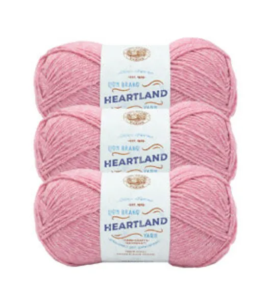 Lion Brand Yarn Heartland 100 Percent Acrylic Yarn, 3 Pack, Redwood