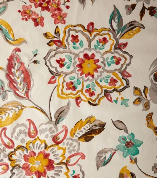 Multicolor Floral Embroidered Cotton Denim Fabric