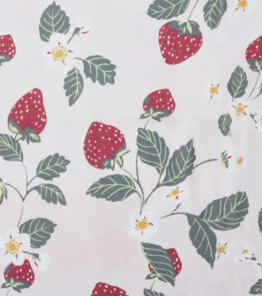 Strawberries On White Quilt Cotton Fabric by Joann