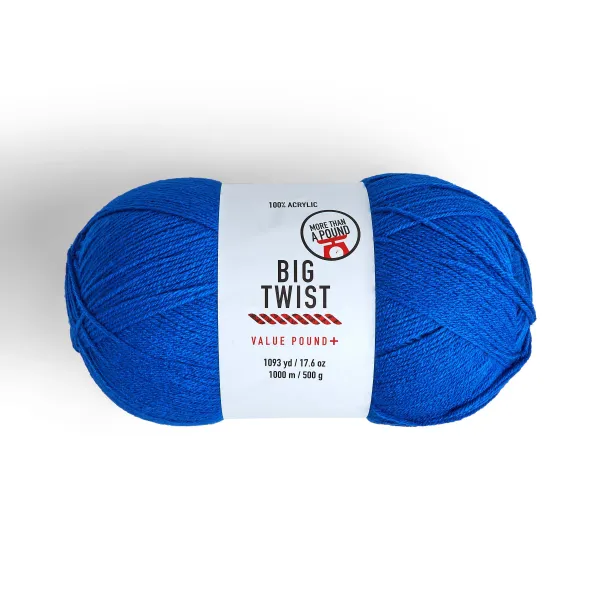 Brand New - Big Twist Value Yarn Sapphire Blue 100% Acrylic Worsted 6 oz