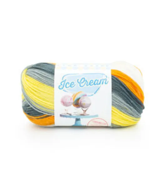 Lion Brand Ice Cream Yarn - Tutti Frutti - White Baby Blue Yellow