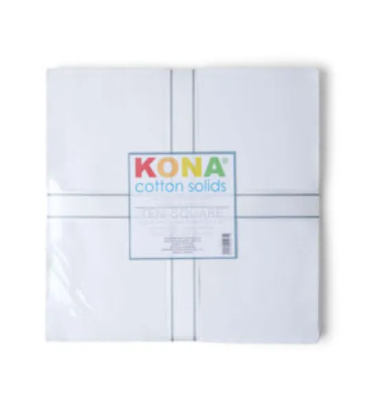 10” Kona White Cotton Fabric Squares 42pc by Kona Cotton