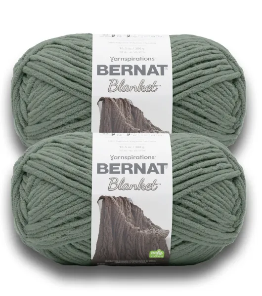 Bernat Blanket Smoky Green Yarn - 2 Pack of 300g/10.5oz - Polyester - 6  Super Bulky - 220 Yards - Knitting/Crochet