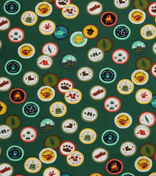 Green Scout Badges Super Snuggle Flannel Fabric by POP!