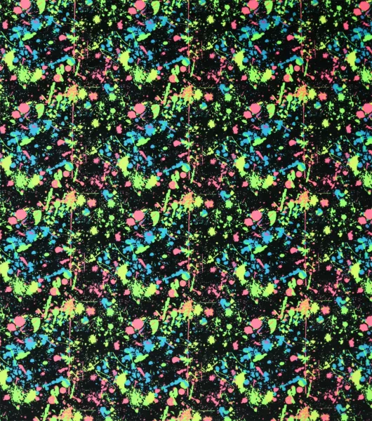 Neon Splatter Paint On Black Pure Plush Fabric by Joann