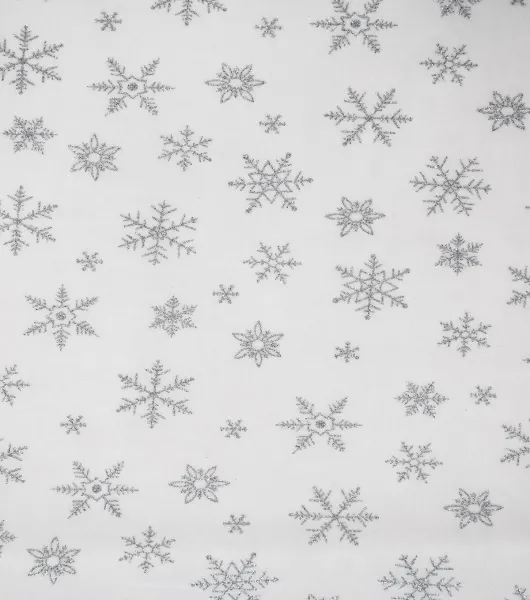 White Snowflake Glitter Velvet Fabric by Sew Sweet by Joann