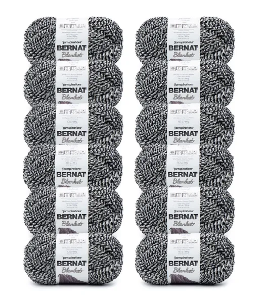 Bernat Blanket Yarn: INKWELL (black, white, & gray twist