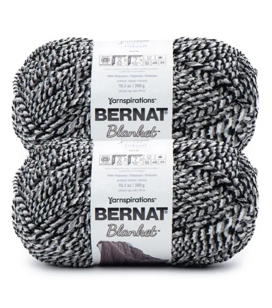 Bernat Blanket Yarn 10.5 OZ./300 g Large Skein Super Bulky Inkwell Black  Gray