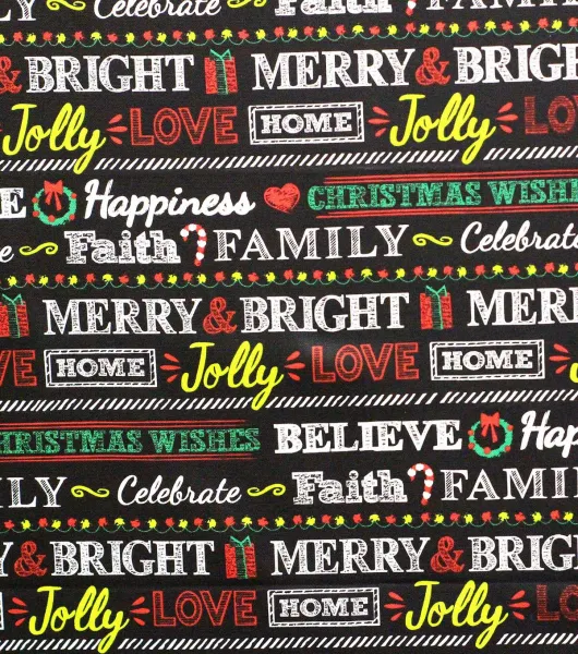 Wrapping Paper Text on Black Cotton Canvas Fabric | Ribblr x JOANN