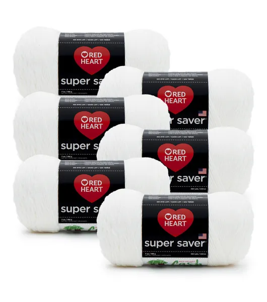 Lot of 4--Red Heart Super Saver Metallic Yarn, (White/Fuschia