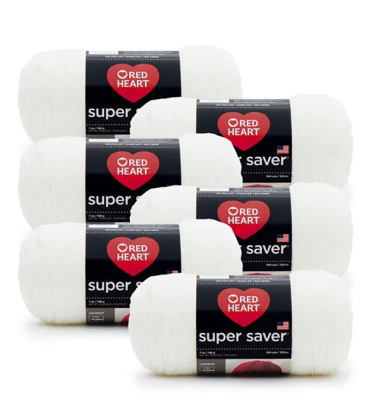 Multipack of 6 - Red Heart Super Saver Yarn-White