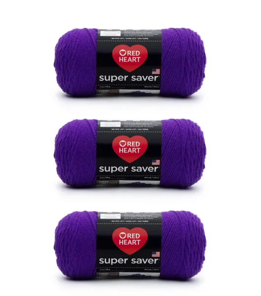 Red Heart Super Saver Black Yarn - 3 Pack of 198g/7oz - Acrylic