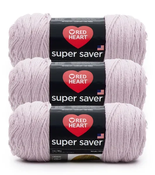 Red Heart Super Saver 3-Pack Yarn, Light Grey 3 Pack