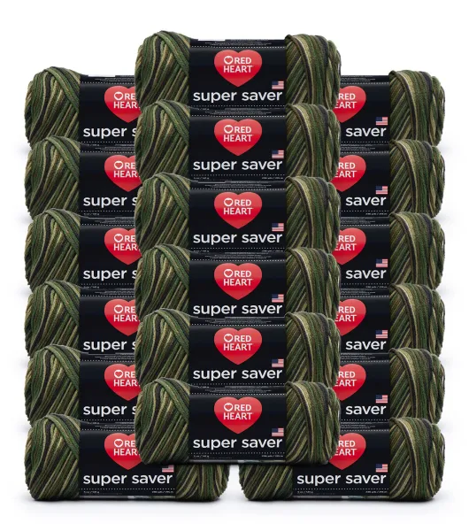 Pack of 4) Red Heart Super Saver Yarn-Green Tones