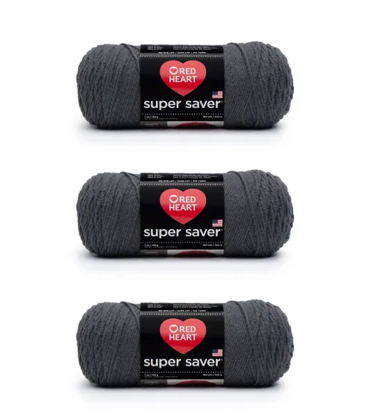 Red Heart Super Saver Light Gray Yarn - 3 Pack of 198g/7oz