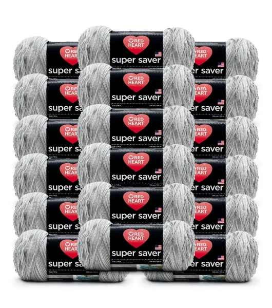 Lot of 4--Red Heart Super Saver Metallic Yarn, (White/Fuschia