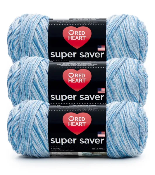 RED HEART Super Saver 3-Pack yarn, GREY HEATHER 3 Pack