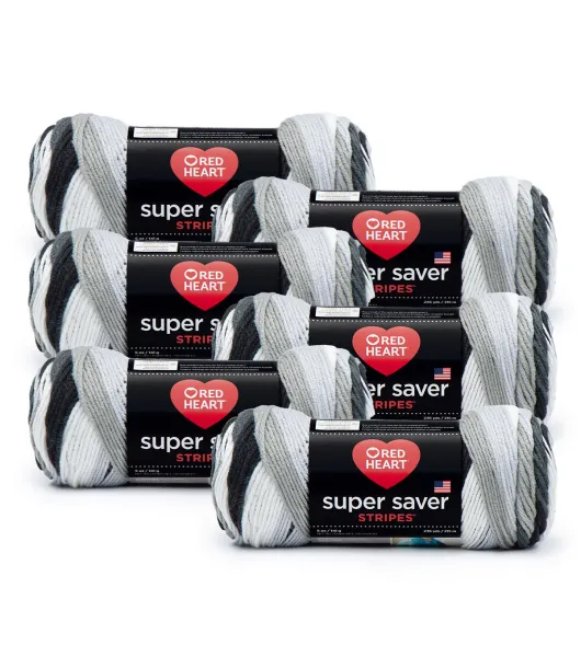 Red Heart Super Saver 6pk Worsted Weight Yarn - Zebra - Red Heart Yarn - Yarn & Needlecrafts