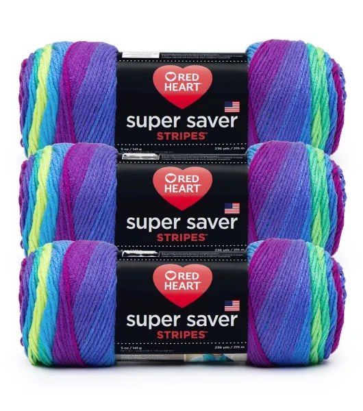 Red Heart Super Saver Yarn, RETRO STRIPE 