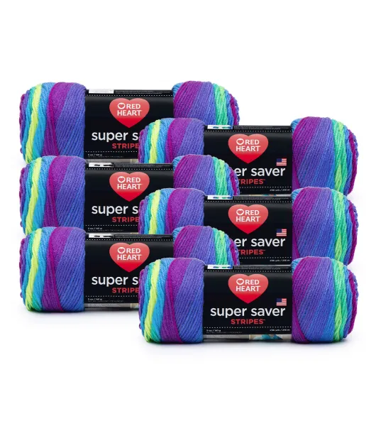 Pack of 4) Red Heart Super Saver Yarn-Latte Stripe