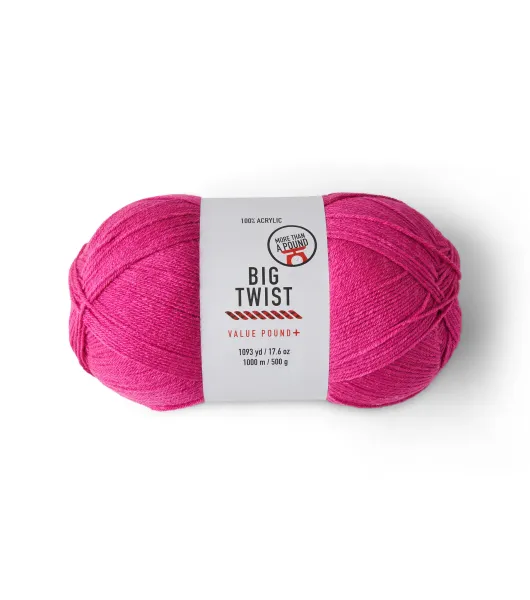 Big Twist Value Yarn Hot Pink Acrylic Worsted Weight Yarn Crochet