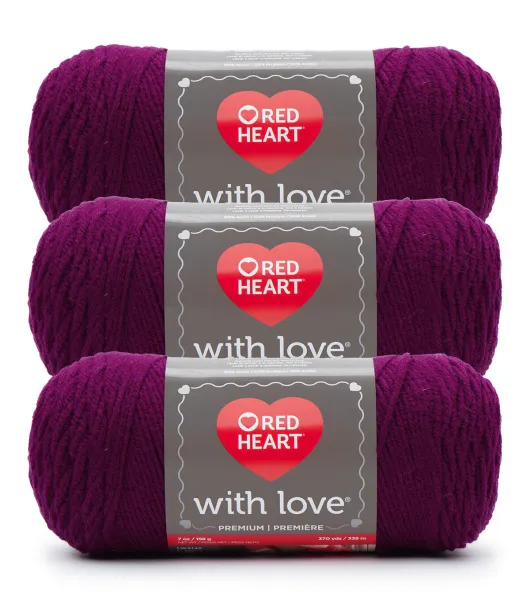 Red Heart With Love Worsted Acrylic Yarn 3 Bundle by Red Heart