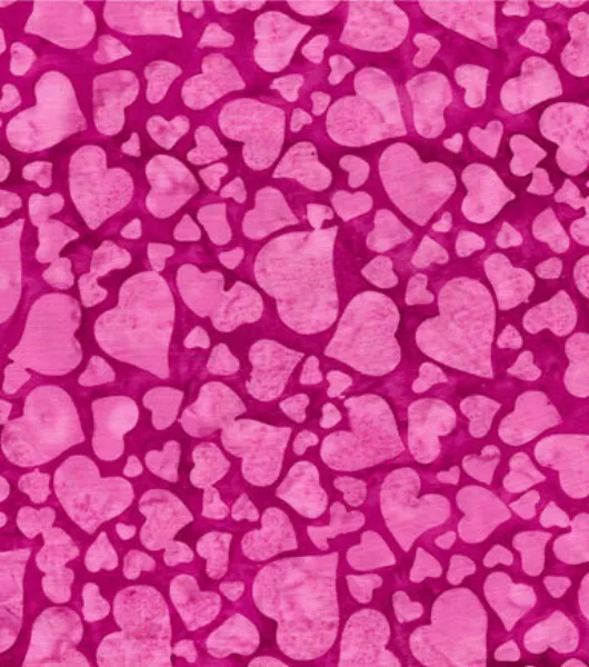 Packed Pink Hearts Batik Valentine’s Day Cotton Fabric by Joann Joann