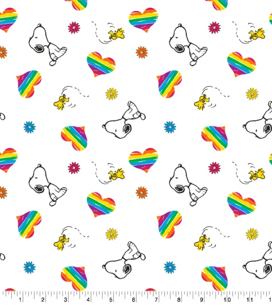 Peanuts Snoopy Rainbow Springtime Cotton Fabric