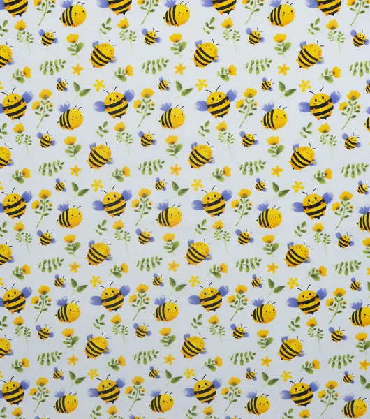 Novelty Cotton Fabric Happy Bees