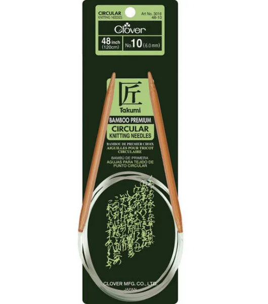 Clover 3016/16-10 Takumi Bamboo Circular 16-Inch Knitting Needles, Size 10