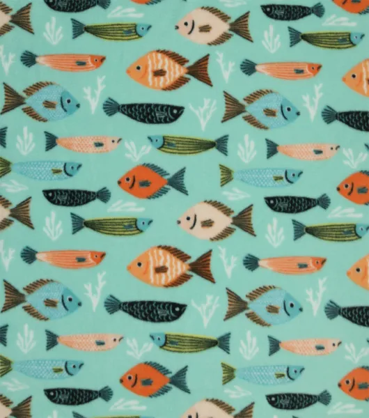 Resort Fish on Blue Anti Pill Plush Fleece Fabric by Joann | Joann x Ribblr