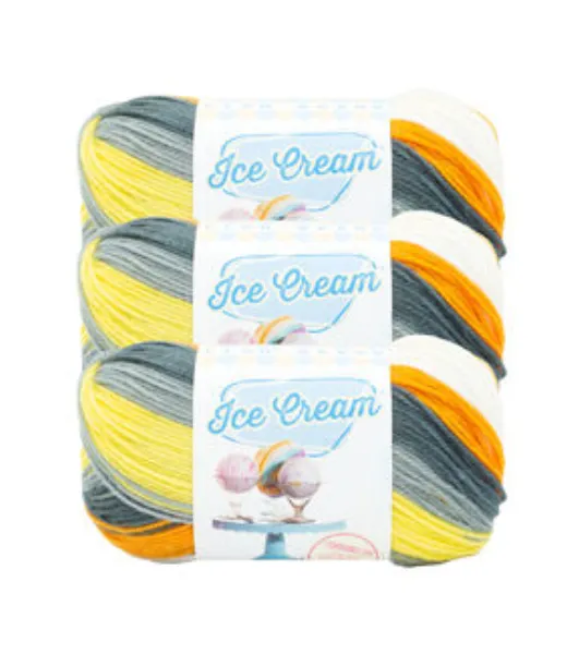 Lion Brand Yarn - Ice Cream - 3 Pack with Pattern Cards in Color (Ube)