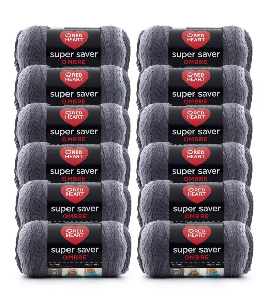 Red Heart Super Saver Ombre Yarn, Anthracite