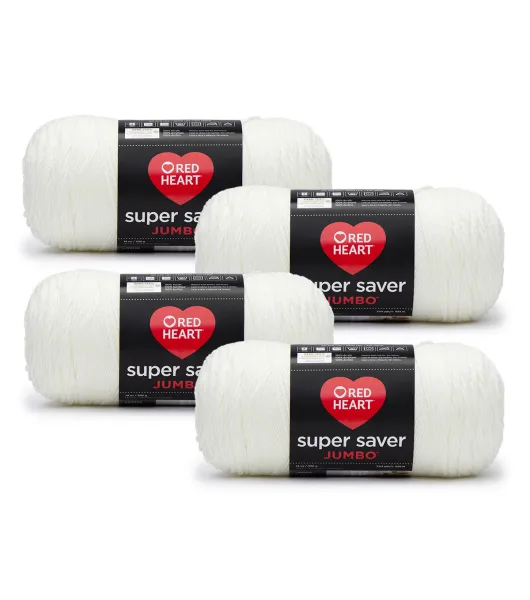 Multipack of 4 - Red Heart Super Saver Jumbo Yarn-Soft White