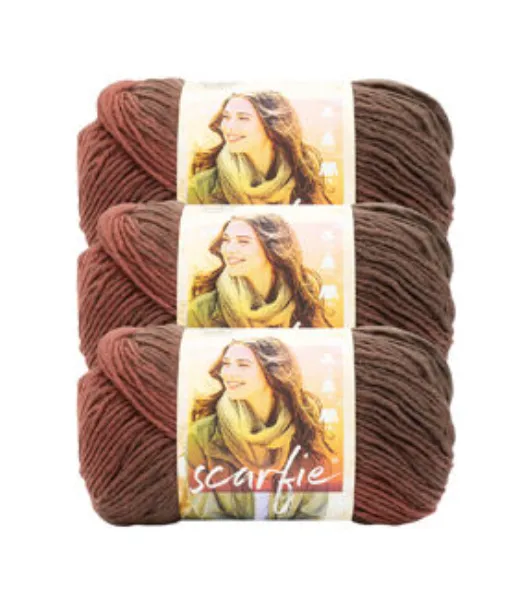 Lion Brand Scarfie Yarn, Cream/Taupe, 312 yds