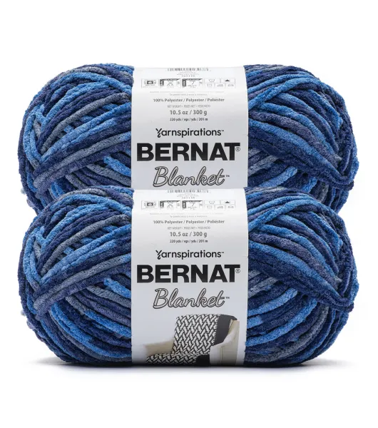 BERNAT BLANKET Yarn, Country Blue, 10.5oz/300g, 220 yards/201m