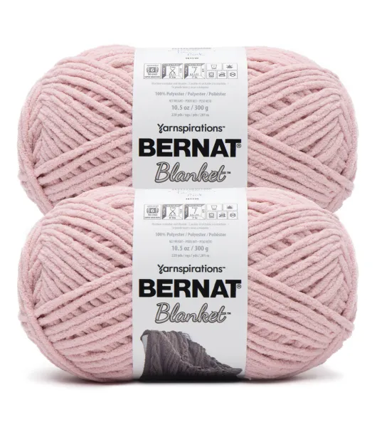 Bernat Blanket Blush Pink Yarn - 2 Pack of 300g/10.5oz - Polyester - 6 Super Bulky - 220 Yards - Knitting/Crochet